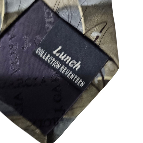 J. Garcia Silk Tie Lunch Collection Seventeen Abstract Gray Blue 4" Wide - Picture 8 of 8